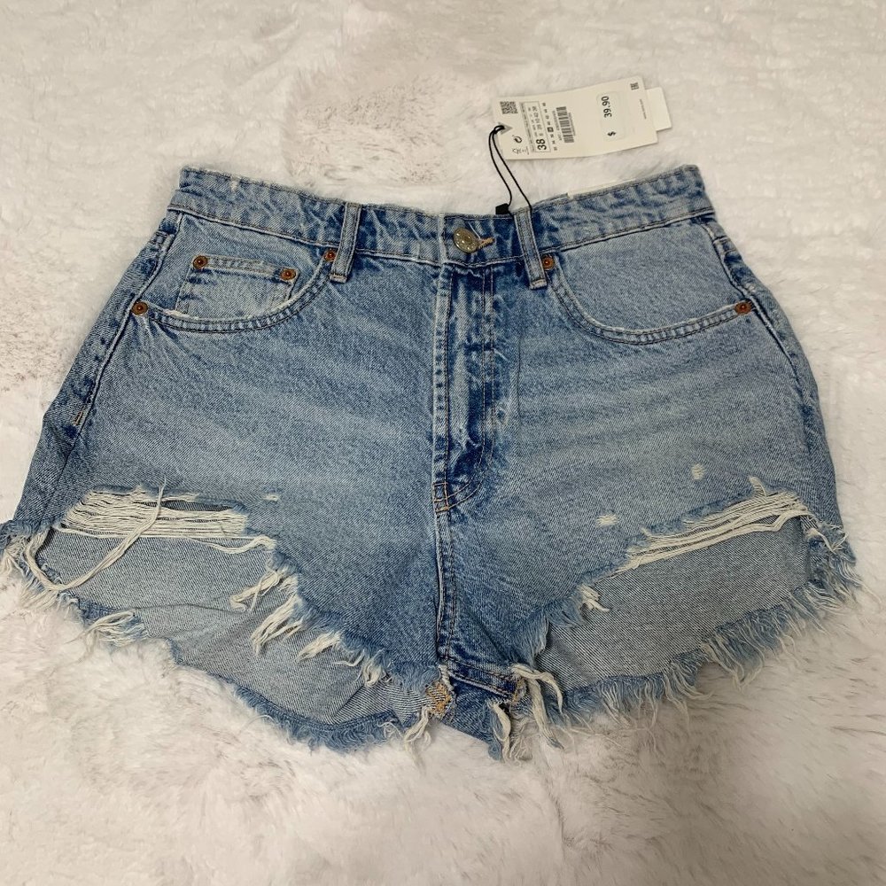 ZARA Sexy Denim Short Shorts Size 38 / 6 ( New With Tags )